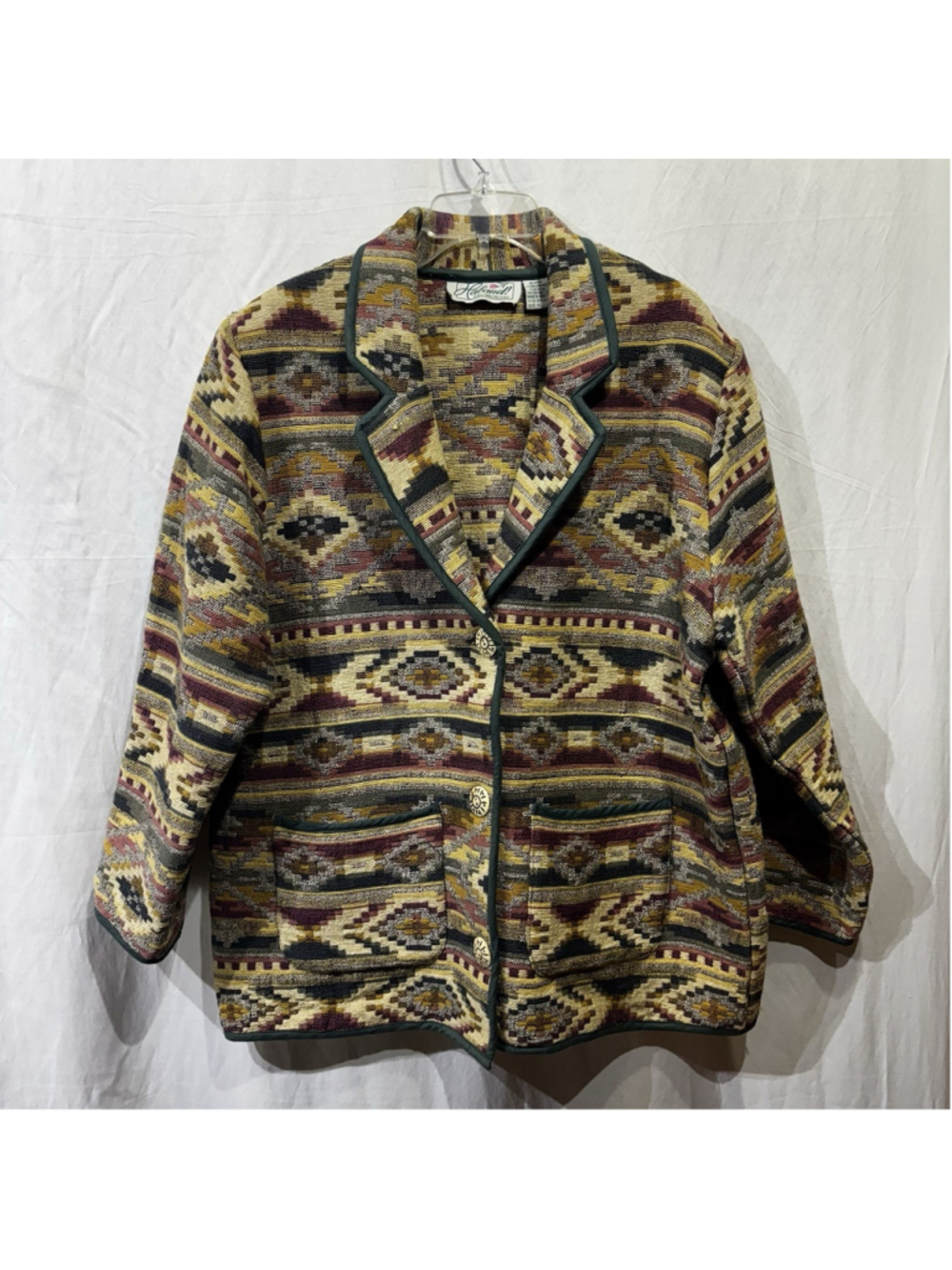 Vintage Haband Women's XL Southwest Blanket Coat Western Aztec Jacket Rustic